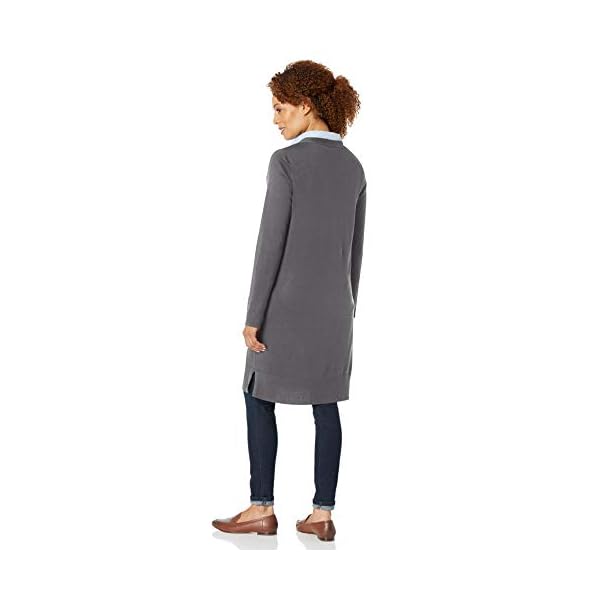Amazon Essentials Women's Lightweight Longer Length Cardigan Sweater (Available in Plus Size), Charcoal Heather, Large
