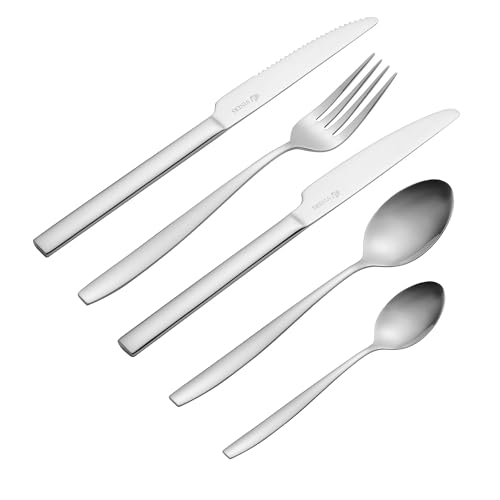 Viners Sardinia 20 Piece Cutlery Set |18/0 Stainless Steel | Square Handles | Serves 4 + 4 Steak Knives | Dishwasher Safe