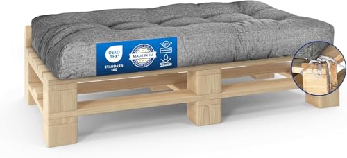 MKS Coussin palette 120x80 cm | Coussin pour palette exterieur impermeable avec sangles | Matelas palette confortable pour canapé balcon jardin | Coussin canapé...
