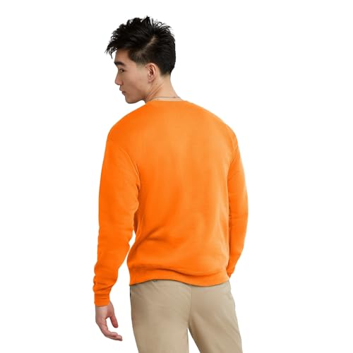 Hanes Men's EcoSmart Sweatshirt, safety orange, Small - image 2