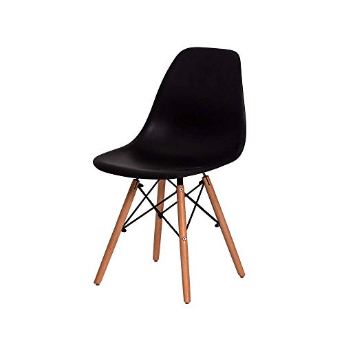 Kit 2 Cadeiras Eiffel Eames DSW Preta Base Madeira
