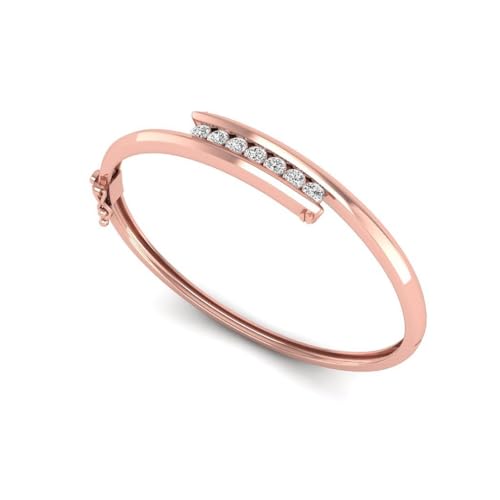Carat Round Cut Lab Grown Diamond 14k Rose Gold Seven Stone Bangle Bracelet