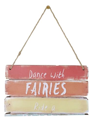 Ebros Nautical Dance With Fairies Ride A Unicorn Swim With Mermaids Chase Rainbows Wooden Wall Decor Sign Sea Star Decorative Plaque 12"Tall Coastal Sandy Bluff Lagoon Marine Nursery Bedroom Or Kitchen - Image 4
