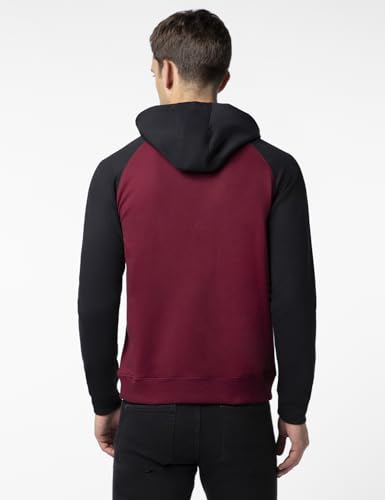 Image of FYLTR Men's Casual Colourblock Raglan Hoodie with Drawstrings - Utility Pockets | Ribbed Hem & Cuff | Winter Hoodie for Men