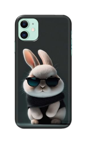 Image of PRINTFIDAA Printed Hard Back Cover Case for Apple iPhone 11 Back Cover (Cool Baby Rabbit) -112