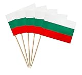 stidsds 100 Pcs Bulgaria Flag Bulgaria Toothpick Flags Mini Small Bulgaria Cupcake Toppers Stick Flags Banner Party Cocktail Fruit Decoration