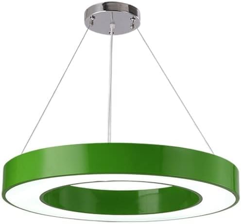 Kindergarten Color LED Chandelier Hollow Circular Pendant Lights Circle Green Yellow Hanging Line Lamp Office School Classroom Ceiling Round Light, Warm Light 3000K,Green,40CM