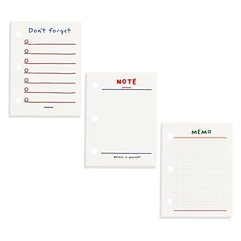 3 Pack Mini Binder Filler Paper Planner Refills 3 Holes Punched Refill Papers Beige Color Loose Leaf Paper for Mini 3 Ring Refillable Notebook Binders, 60 Sheets per Pack, Total 180 Sheets Cover