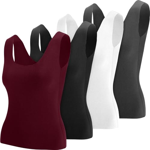 Image of Toulite 4 Pcs Thermal Tank Tops Women Underwear Tops Sleeveless Undershirt for Women Cotton Camisole Warm Base Layer