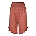 Linen Shorts for Womens Summer Fashion Flowy Ruffle Bottom Knee Length Short Pants High Rise Tummy Control Shorts Orange Medium