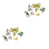 Gadpiparty 8 Juegos De Palillos De Dientes Para Decoración De Niños Suministros Para Fiestas Selecciones De Alimentos Para Animales Animales De La Selva Adornos Para Cupcakes Tarjeta De