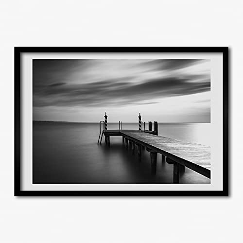 Affiche décorative 70x50 cm avec cadre MDF stable et impression HD lac