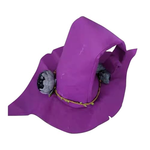 Sombrero de bruja de Halloween - Accesorio de sombrero puntiagudo de ala ancha for niña | Sombrero puntiagudo de mago de fieltro con disfraz de flor, sombrero de bruja, disfraz de fiesta de Halloween,