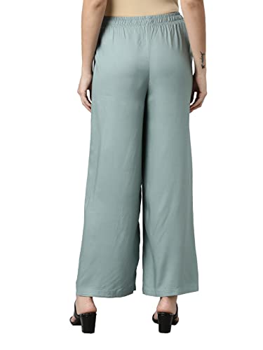 Image of GO COLORS Soft Viscose Basic Palazzo Full Length for Women| Breathable, Mid Rise, Relaxed Fit
