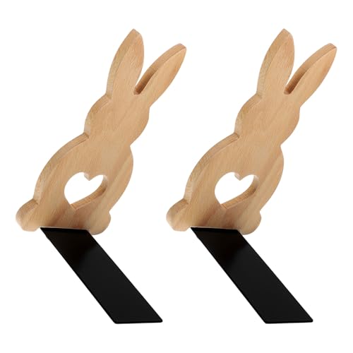 Lapins en bois décoratifs (lot de 2) pour étagère et bureau de chambre