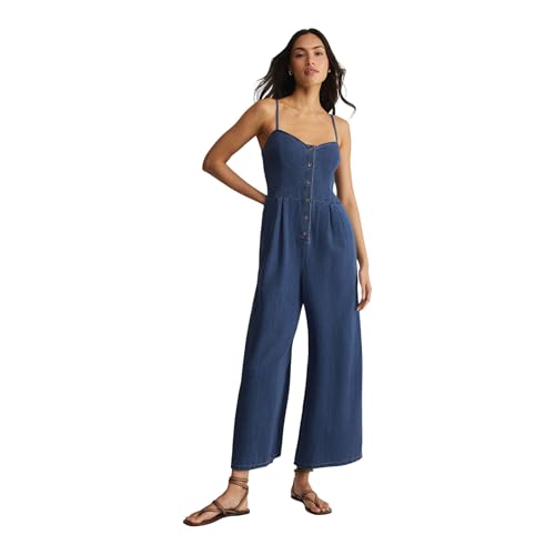 Z SUPPLY Women's Angel Eyes Twill Jumpsuit Twilight Blue L