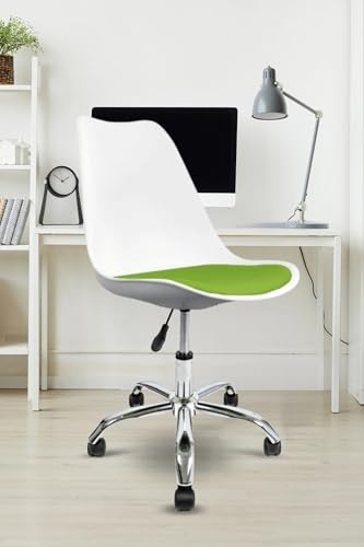 Image of Amazon Brand - Umi Height-Adjustable Modern Revolving Rotary Arm Office Study Desk Chair - Ideal for Spa, Bar, Home - White & Light Green Color