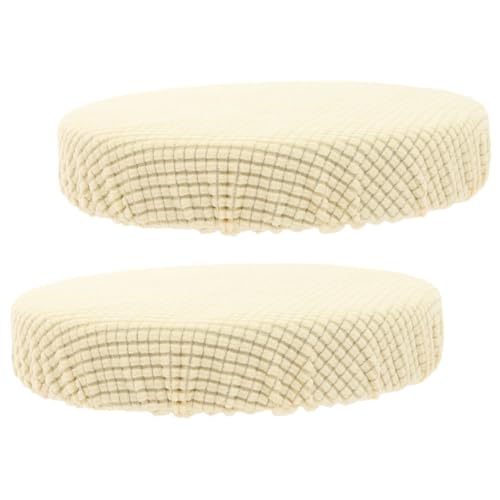 SILENRADAWN 2 Fundas Protectoras Elásticas para Taburetes Redondos de Poliéster Beige, Lavables y Resistentes para Banquetes y Fiestas