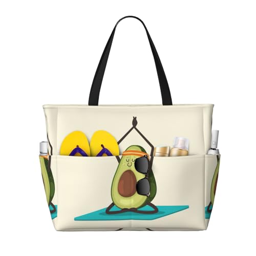 Grand sac fourre-tout avocat yoga noir pour le travail et les cours