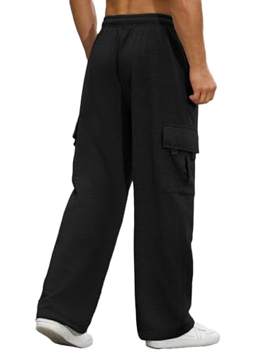 Auxo Mens Sweatpants Open Bottom Baggy Loose Fleece Cargo Sweat Pants Casual Heavyweight Sweatpants with Pockets3