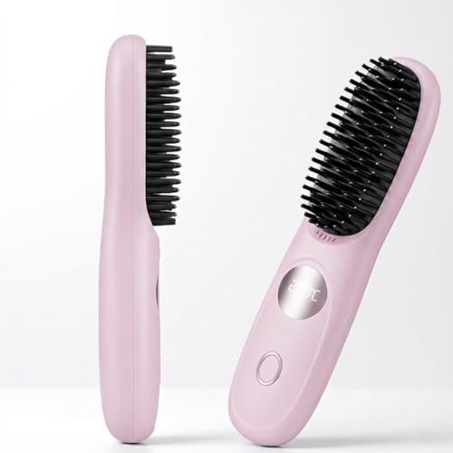 Go Brush Pro 2026 Upgraded Cordless Hair Straightener Brush - Portable Hair Straightening Brush for...