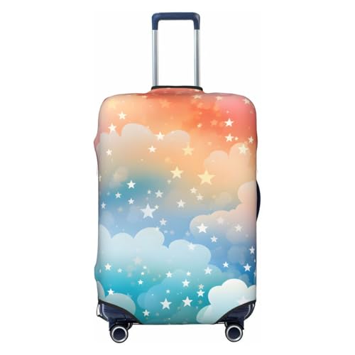 Colorful Cloudy Stars Travel Luggage Cover for Suitcase Anti-Scratch Fashion Suitcase Protector Washable Elastic Baggage Covers Fits 22-24 Inch Luggage for Travel Beach Holiday