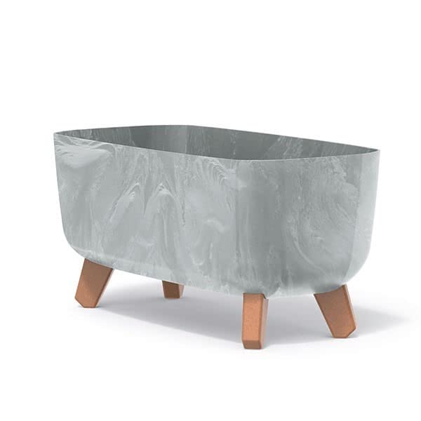 Gardening Naturally Indoor Plant Pot Zinnia Stylish and Durable Planter for Houseplants (Trough Pot 40cm x 20cm - Concrete Colour)