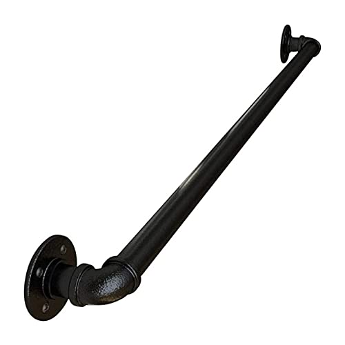 Pasamanos Baranda de Escalera de Tubo de Hierro Forjado Pasamanos De Escalera Interior Exterior de Estilo Industrial Antideslizante Barandilla Metal Negro,Tamaño Personalizable (70CM)