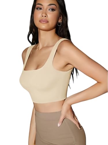Image of Ben Martin Women's Cotton Stretchable Square Neck Sleeveless Tank Top