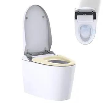 Smart Toilet with Built-In Bidet, One Piece Bidet for Bathrooms with Heated Seat, Dual Auto Flush, Warm Water & Dry Function, Elongated Toilets, Foot Sensor, LED Display, Night Light