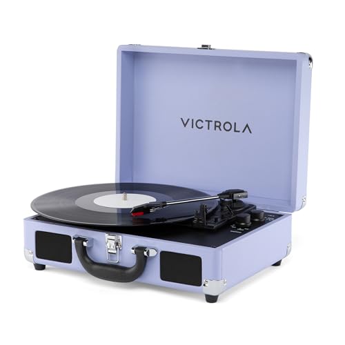 Image of Victrola Journey II - Bluetooth Suitcase Record Player - Lavender | Built-in stereo speakers, 3-speed turntable plays 7 inch, 10 inch and 12 inch records, Bluetooth in and out, headphone jack