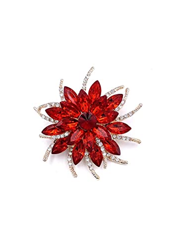 Image of COLORFUL BLING Rhinestone Leaf Brooch Pin - Red, Blue Vintage Jewelry Accessory Gifts Decoration