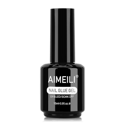 AIMEILI Hema Free 2 in 1 Nail Glue and Base Gel 15ML for Acrylic Nails, Cruelty Free, Vegan, Strong Nail Glue Gel for False Nails