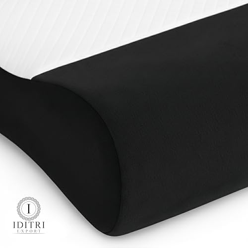 Image of Neck Support Pillow, Memory Foam Cervical Contour with Inner Cover for Hygiene, Breathable Jacquard Velvet Case, Black, 9 cm 12 cm Heights, 60 x 35 cm Ergonomic Bedding Sleep Aid Set