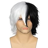 Miss U Hair Short Straight Black & White Color Hair Men Cosplay Party Wig C326