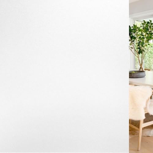 rabbitgoo Fensterfolie Blickdicht Milchglasfolie Klebefolie Weiß 90x200cm | Sichtschutz & Blickschutz von Außen, Selbsthaftend ohne Kleber, Milch- & Scheibenfolie für Badezimmer Ba