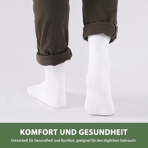 Niorasen Bambus Diabetikersocken, 6 Paar Diabetiker Socken ohne Gummibund & ohne Naht, Bambussocken Gesundheitssocken mit Komfortbund für Herren & Damen, Weiß 39-42 6