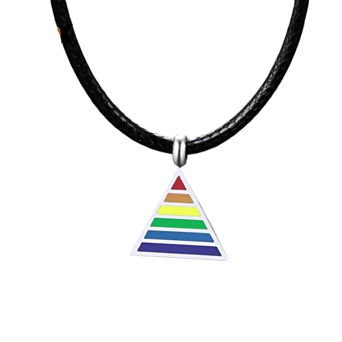 Collier argent sterling 925 de prestige et médaillon arc-en-ciel LGBT