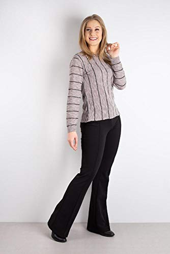 Blusa de meia malha listrada vertical 31209 - Cinza - P