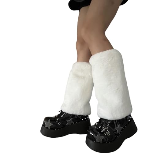 Women Furs Leg Warmer Winter Furry Long Boot Cuffs Fuzzy Party Costume for Holiday Festival Performances Play