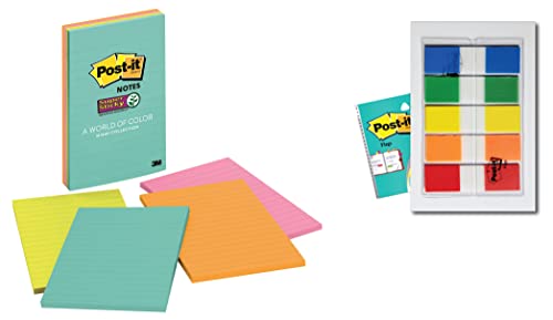 Image of 3M Post-it Super Sticky Lined Notes & Post-it Flags - Pack of 5