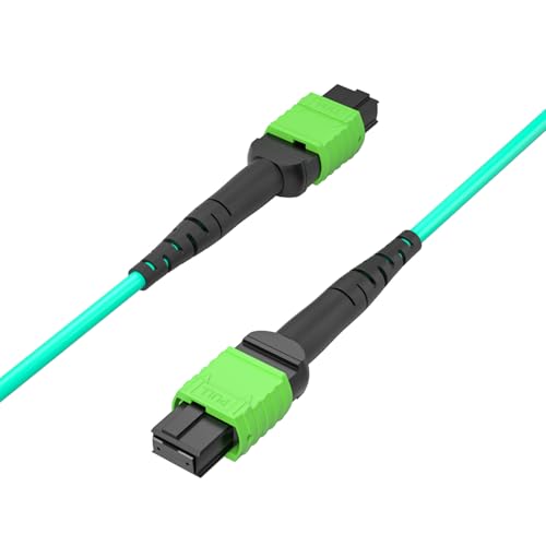 Image of 10Gtek MPO Cable, Compatible with NVDA MFP7E10-N005, OM4 MPO-12 APC (Female) to MPO-12 APC (Female) Multimode Fiber Cable, Type B LSZH, 5-Meter
