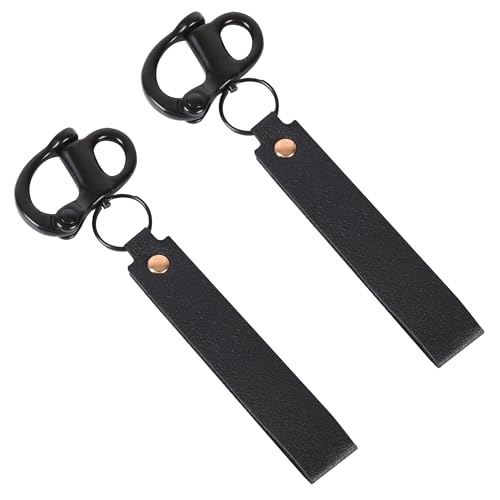 ETZ Quick Release Clip Shackle for SCBA Mask (2 Pack) Firefighter Accessories Tools Quick Release Snap Shackle Marine Grade 316 Stainless Steel Shackle for Rigging with Leather Handle (Black)
