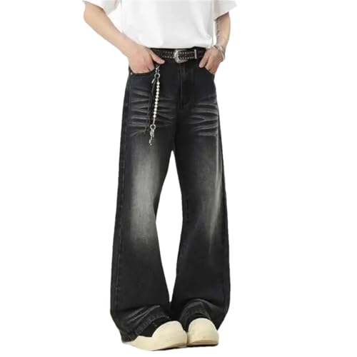 Men's Jeans American Style Straight Leg Denim Pants Handsome Curved Knife Design Trousers