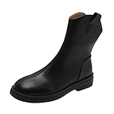 Botas de cuero para mujer, moda de invierno, botas sencillas para mujer, corte ancho, de caña corta, botas planas de piel sintética con cremallera, cálidas y cómodas, botas de invierno para mujer,