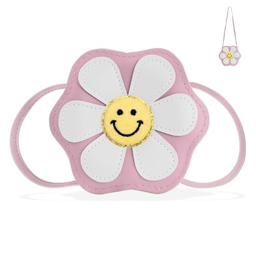 Fuaihui Borsa a Tracolla Ragazze con Fiori Margherita | Morbida e Sicura per Bambine | Mini Borsetta per Giochi, Gite e Feste | Ideale per Caramelle e Accessori Carini (porpora)