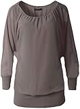 stylx Damen Bluse Shirt Langarmshirt Gr. 40-50 | Tunika mit Langen Armen | Blusenshirt mit breitem Bund | Elegant - (dunkelgrau, 44-46)