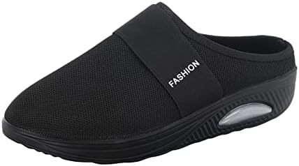 Slip On Sneakers voor dames, ademend, mesh, comfortabel, hardloopschoenen, lichte casual sportschoenen, wandelschoenen voor vrouwen, gymschoenen #4, zwart, 41 EU