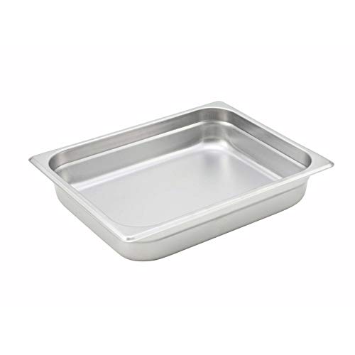 Winco Half Size 2.5" Deep Metal Food Pan/Steam Table Pan, Anti-Jam, 22 Gauge