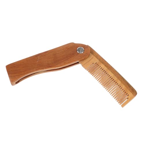 Beatifufu Wooden Beard Comb Folding for Men Trimmer Natural Texture Portable Hair Styling Tool